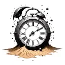 roman clock pulled into sand clock melting tattoo design idea