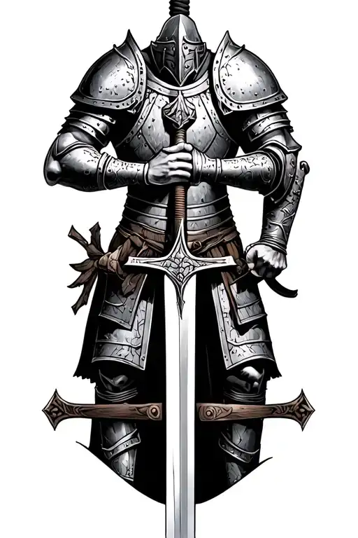 viking and roman armor holding a sword tattoo design idea