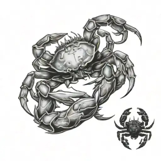 crab, scorpion, goat, twin girl tattoo design idea