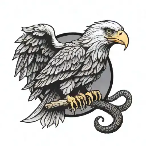 eagle holding coiled snake tattoo design idea
