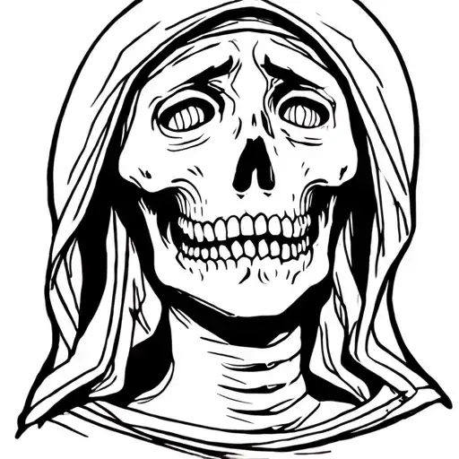 Virgin Mary crying skeleton tattoo design idea