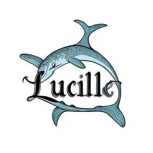"Lucille " dolphine memorial tattoo for grandma tattoo design idea