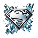 SUPERMAN LOGO FORTRESS OF SOLITUDE BACKGROUND WITH CRYSTALS black ink only tattoo design idea