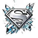 SUPERMAN LOGO FORTRESS OF SOLITUDE BACKGROUND WITH CRYSTALS black ink only tattoo design idea