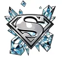 SUPERMAN LOGO FORTRESS OF SOLITUDE BACKGROUND WITH CRYSTALS black ink only tattoo design idea