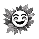 cursive autumn with emoji  tattoo design idea