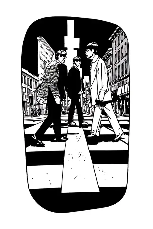 single line drawing the Beatles abbey road crossing tattoo design idea