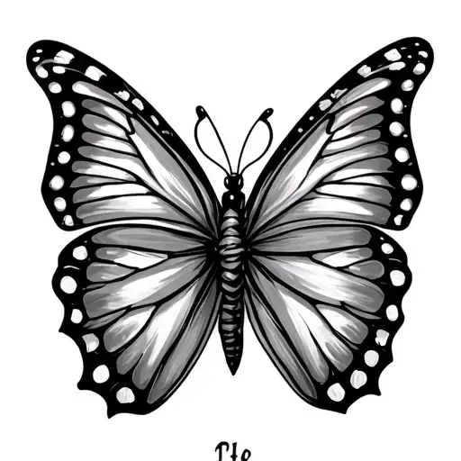 butterfly first name in vertical tattoo design idea