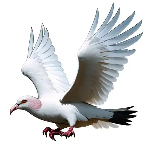 flying white dove with snake eyes tattoo design idea
