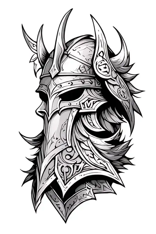 Tribal armor plating viking runes tattoo design idea