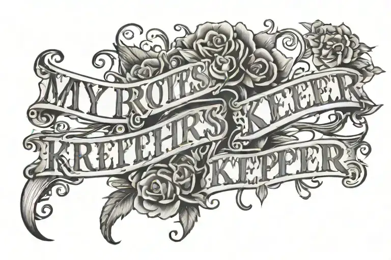 my brothers keeper text with birthdays tattoo design idea