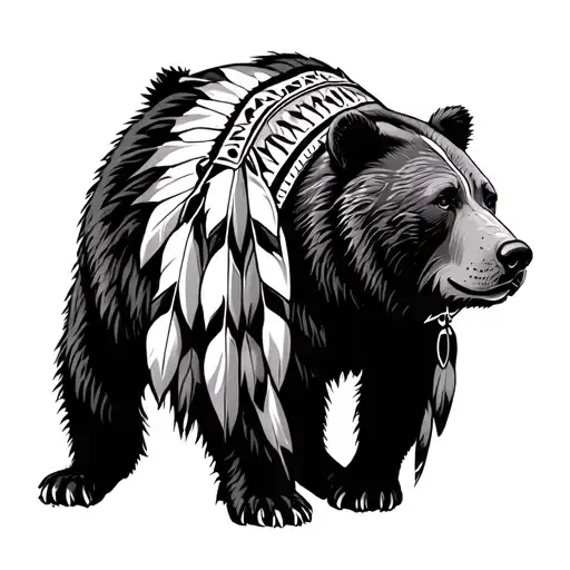 Native American Bear tattoo design idea