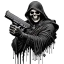 realistic grim reaper holding glock tattoo design idea