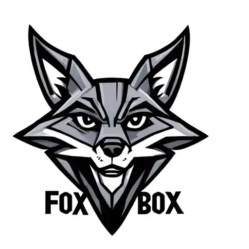 "Fox Box" "Fox Box" "Fox Box" "Fox Box" "Fox Box" Mechanical fox head logo. Low detail, simple design. tattoo design idea