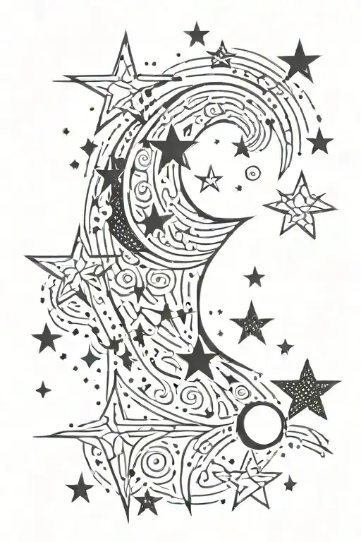 moon and stars tattoo design idea