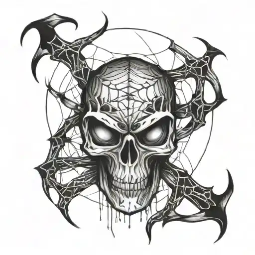 Let the spider's head be made of a skull, but make it spider-like, in a gothic style. tattoo design idea