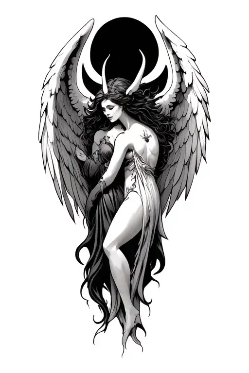 ANGEL AND DEMON tattoo design idea