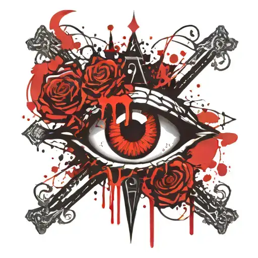 bdsm dom symbol and the eye of raw bone tattoo design idea