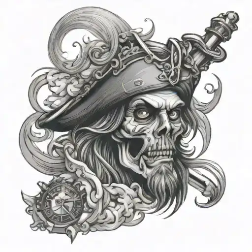 pirate theme forarm half sleeve tattoo design idea