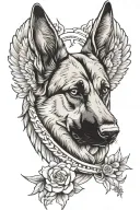German shepherd with a Valkyrie half sleeve tattoo tattoo design idea