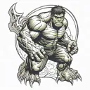 hulk inside " ;" symbol tattoo design idea