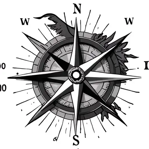 compass rose longitude latitude for washington state tattoo design idea