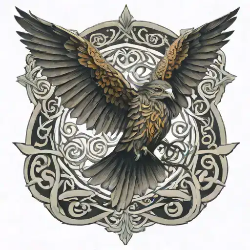Coverup celtic bird tattoo design idea