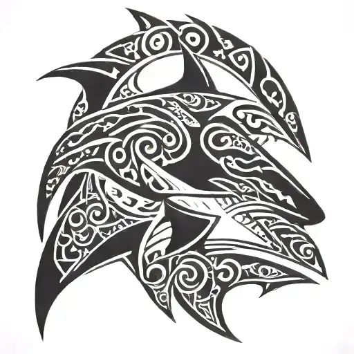 Polynesian shark tattoo design idea