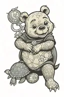 Pooh bear sitting by a turtle tattoo design idea