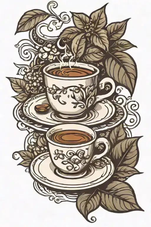 coffee plant and cup espresso men tatto design tattoo design idea