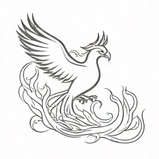 Phoenix rising from flames minimalist tattoo design tattoo design idea