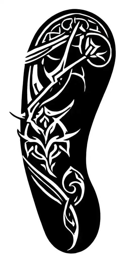 Combine elements of Gaelic Celtic, Norse symbols with african rock art tattoo design idea