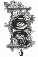 Libra, eye and rose tattoo design idea