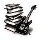 books bass guitar coffee tattoo design idea