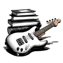 books bass guitar coffee tattoo design idea