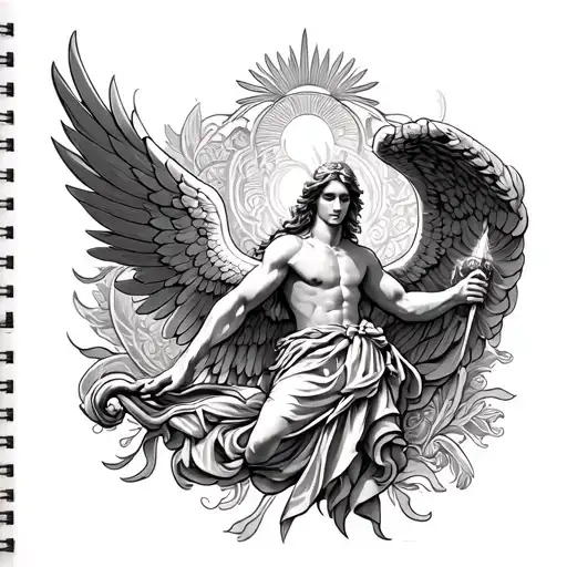 San Miguel archangel black work tattoo tattoo design idea
