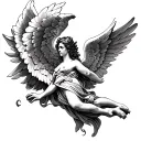 San Miguel archangel black work tattoo tattoo design idea