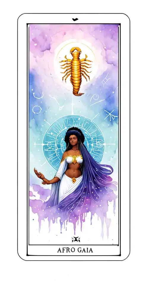 3 tarot cards (high priestess, healer, creator) 3 constellations (scorpio, capricorn, aquarius) Afro Gaia veiled tattoo design idea