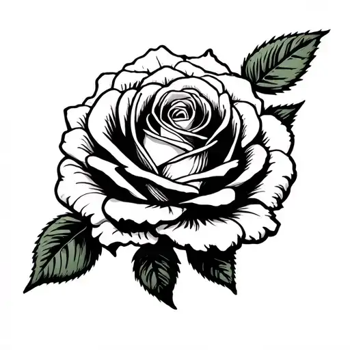 big rose with shaft tattoo design idea
