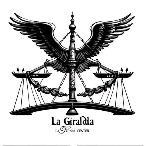 Balance with the La Giralda center and the arms of the balance as the Triana bridge. que aparezca la giralda de Sevilla tattoo design idea
