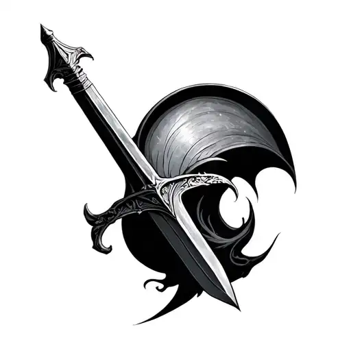 vessel as damocles with sword tattoo design idea