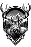 buck with Mountains behind it tattoo design idea