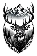 buck with Mountains behind it tattoo design idea