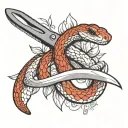 corn snake wrapping safety scissors being beheaded by the scissors tattoo design idea