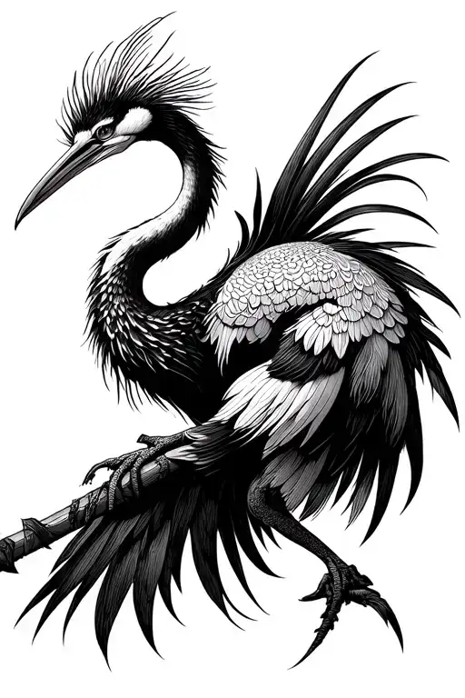 Samurai Crane tattoo design idea