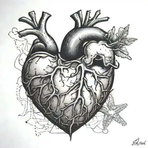 stitched heart in surgery  tattoo design idea