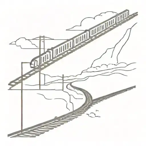 train on tracks towards viewer tattoo design idea