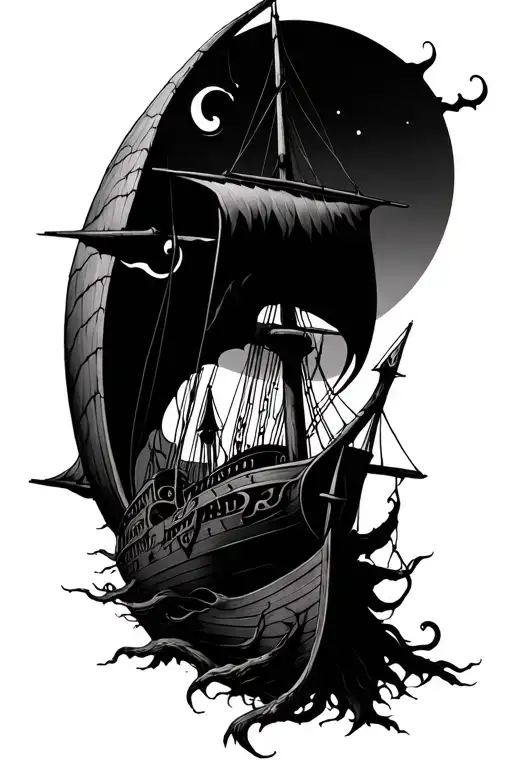 Yggdrasil Tree, Huginn & Muninn, Viking Ship tattoo design idea