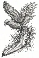 wing falling into feathers falling tattoo design idea
