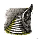 Staircase (Spiraling Upward from Wrist to Elbow)12 stone-textured steps, worn and imperfect, spiraling diagonally along tattoo design idea